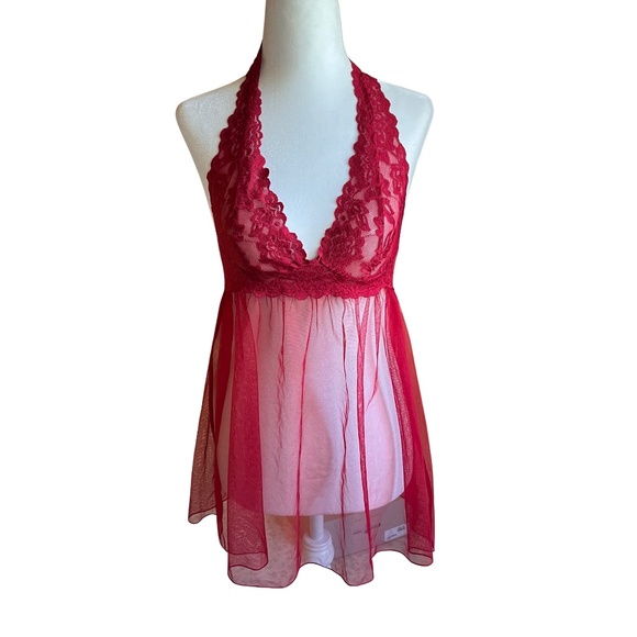 Victoria’s Secret red lace and mesh babydoll lingerie (size s) - Picture 4 of 7